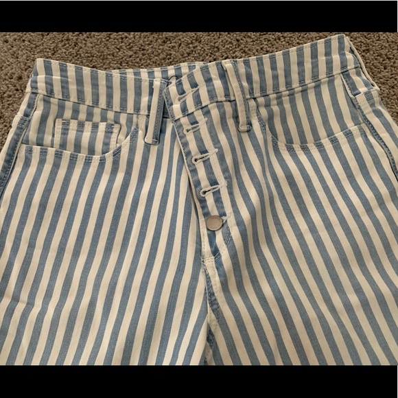 Blue & White Striped High Waist Skinny Jeans - Picture 2 of 10